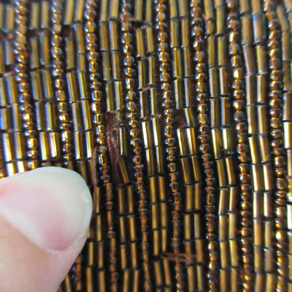 Vintage Brown Beaded Evening Bag Purse Shoulder Bag Party Cocktail Clutch 328 - Picture 11 of 14